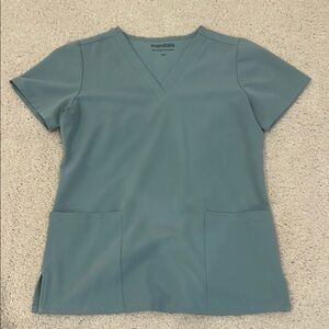 Seafoam Green Mandala Scrub Fitted Short Sleeve V-Neck Top